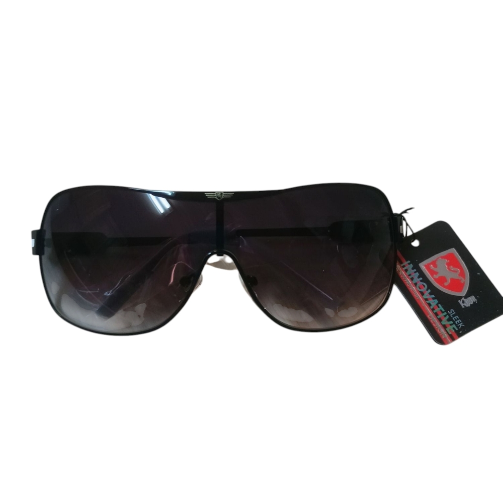 COPY - Khan Wrap Around One Piece Aviator Sunglasses White And Black
